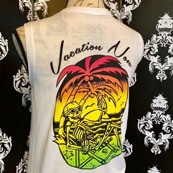🌴 NWT! Cool Vacation Now Colorful Skeleton Tank! - Picture 8 of 10